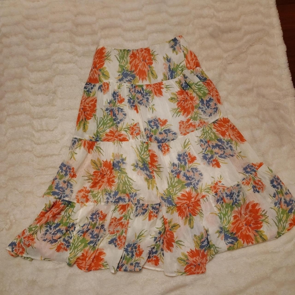 Chaps Cotton Floral Skirt